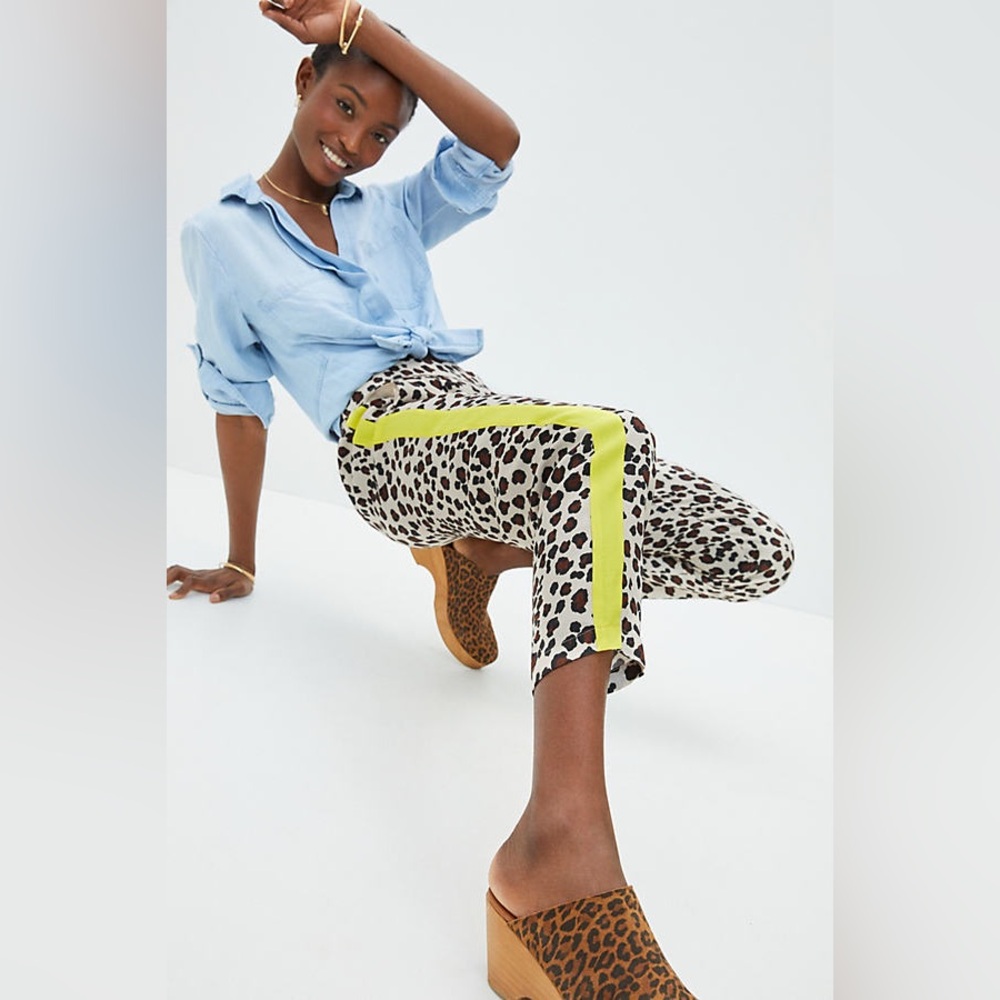 Dolan Ferris Leopard pants with yellow stripe